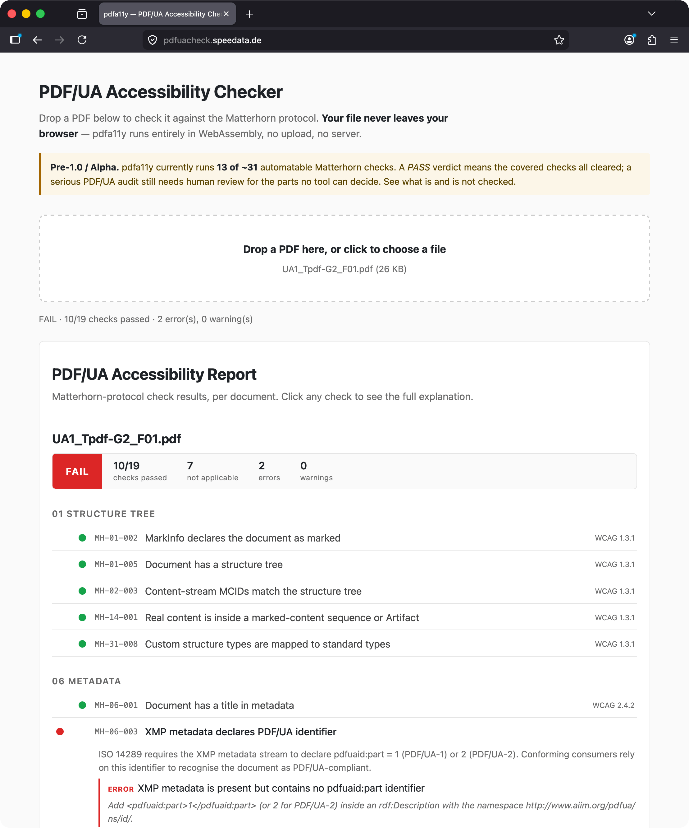 pdfuacheck.speedata.de in action